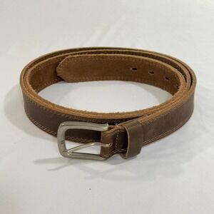 Vatan Genuine Leather Belt Mens 50 Distressed Brown Silver Buckle Rugged Casual